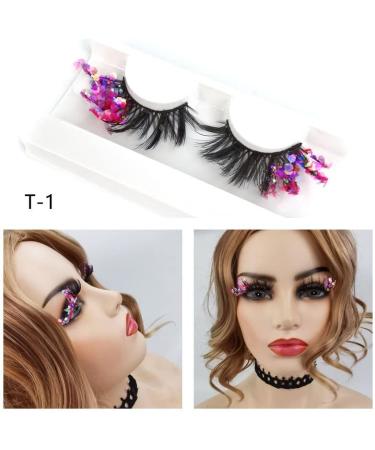 Colored Eyelashes 5D False Eyelashes with Glitter Fake Mink Eyelashes Wispies Fluffy Colored Eyelashes Dramatic Strip Eyelashes for Christmas Cosplay Costumes Fake Eyelashes Type 7 - Buy Online on GoSupps.com
