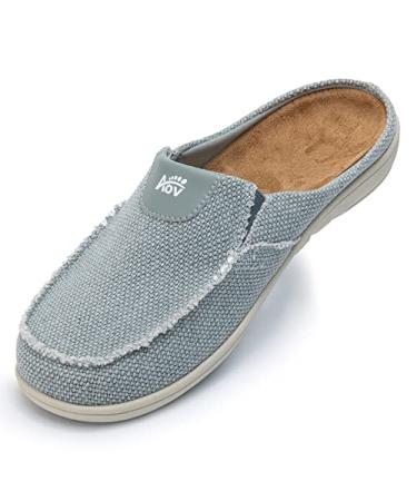 ZF ZEFUHER Men's Slip on Slippers Wide Arch Support Shoes House Orthotic Slipper for Plantar Fasciitis Size 7-13 9.5 Graygreen