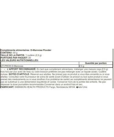 Swanson D-Mannose Powder - 50g | Natural Supplement for Urinary Support and Bladder Health - Buy Online on GoSupps.com
