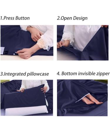 Lightweight Compact Sleeping Bag Liner | Portable Travel Sheet for Camping & Hiking | 82.7 x 70.9 Dark Blue - Buy Online on GoSupps.com