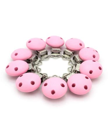 10 pieces Premium pacifier clips made of high quality wood Pollutant-free nucky clip baby clip pacifier clip nuckel clip nipple holder for baby and child (pink)