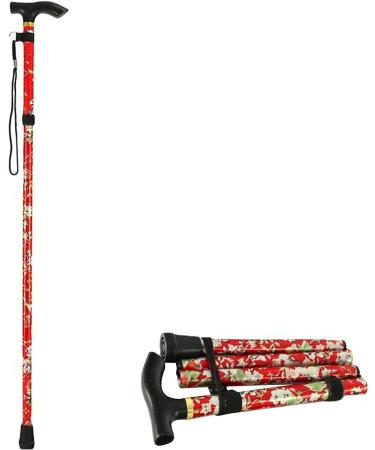 Adjustable Walking Cane Easy Folding Height Folding Extendable Walking Stick Lightweight Flexible Walking Aid Mobility Aid for Unisex Aluminum Chinese Style Red - Buy Online on GoSupps.com