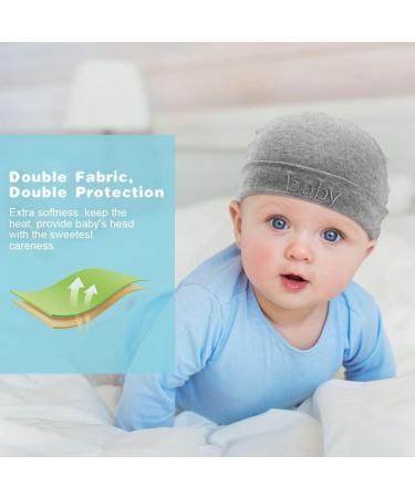 Aolso Newborn Baby Hats Mittens Set - 2pc Caps & 2 Pairs Gloves for 0-6 Months Grey - Buy Online on GoSupps.com