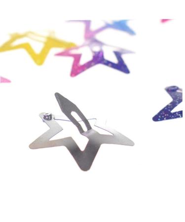 12pcs Colorful Glitter Star Hair Clips - Slip Metal Clasp Pentagram Clips 2.5 cm - International Shipping - Buy Online on GoSupps.com