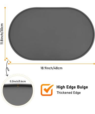 LDYOEN Dog & Cat Bowl Underlay - Waterproof Silicone Feeding Mat 48x30cm - Slip-Resistant Dark Gray - Buy Online on GoSupps.com