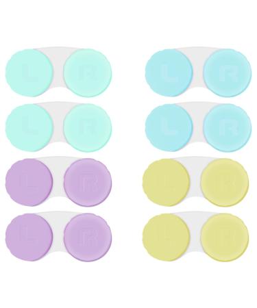 Risvowo contact lenses helpers 8 pieces of contact lens container colorful lentil container with a leak -proof screw lid portable leak -proof contact lens housing