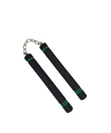 TOPOINT Nunchuck,Safe Foam Training Nunchucks/Nunchakus with Steel Chain for Kids & Beginners Practice and Training,Color: Green & Black