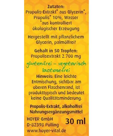 Hoyer Propolis Drop Bio - Alcohol-Free & Water-Soluble Pure Propolis Extract | 30ml Dietary Supplement & External Application - Buy Online on GoSupps.com