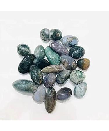 200g Natural Quartz Green Moss Agate Crystal Tumble Stones 17mm-25mm 1pc Chakra Reiki Balancing