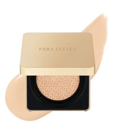 PONY EFFECT Coverstay Cushion Foundation Ex | 001 Rosy Ivory | Long-lasting and High-Coverage Cushion Foundation With Refill | For Light to Medium Skin | K-beauty