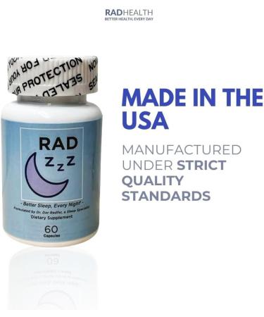 Rad ZZZ Natural Sleep Aid Pills - 60 Capsules | Promotes Restful Sleep | USA-Made | International Shipping Available - Buy Online on GoSupps.com