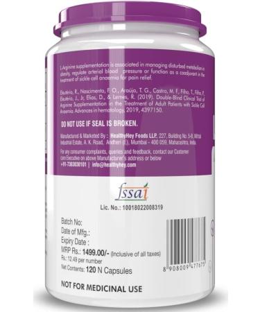 L-Arginine 120 Vegetable Capsules (Pack of 1) - Buy Online on GoSupps.com