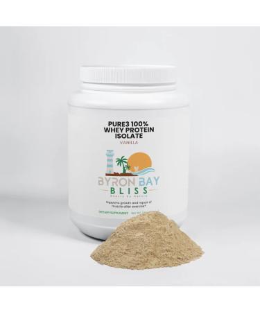 Byron Bay Bliss Pure3 100% Whey Protein Isolate Vanilla Stevia Sweetened Muscle Recovery Support