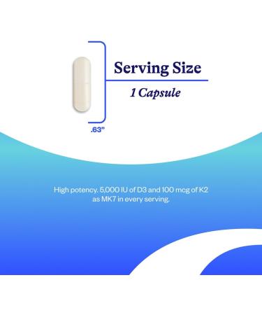 Vitamin D3 + K2 | 5000 IU D3 for Calcium Absorption | 100 mcg K2 for Circulatory Health | Bone & Immune Support | 60 Vegetarian Capsules - Buy Online on GoSupps.com