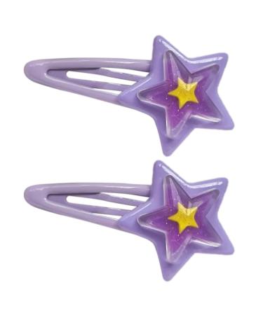xbiez Girly Snap Clip Hairpin Y2K Girls Headdress Hair Accessories Delicate Star Color Block Mini Jelly Star Hairpin