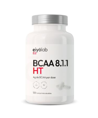 BCAA 8.1.1 | Comprim s d'Acides Amin s + Vitamine B6 | 1g d'Acides Amin s par Comprim | Construction et R cup ration Musculaire | Efficace Contre l Acide Lactique | 120 Comprim s | Eiyolab