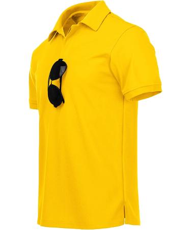 SCODI Men's Casual Polo Shirt - Short Sleeve Golf Athletic Collared Tee in Yellow (XX-Large) - Buy Online on GoSupps.com