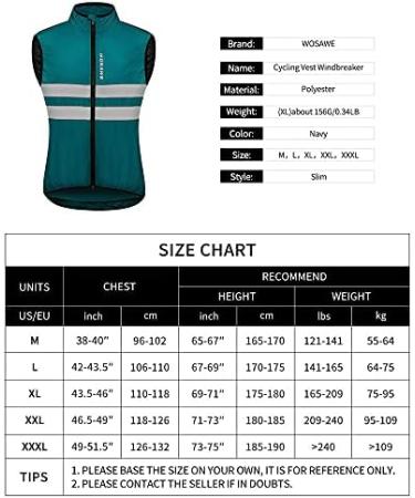 WOSAWE Men Women Reflective Cycling Vest - Windproof Breathable Sleeveless Jacket for Running - Navy XL - Buy Online on GoSupps.com
