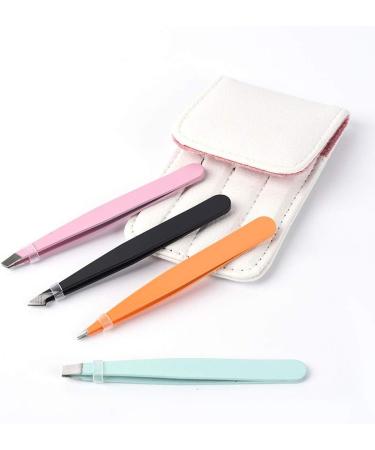 4pcs Professional Tweezer Set Stainless Steel Slant Tip Tweezer Precision Eyebrow Hair Remover Tool Face Hair Removal Make Up Tools - Buy Online on GoSupps.com