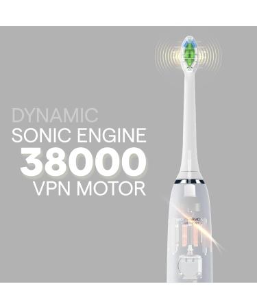 MOUTHARMOR Electric Sonic Toothbrush with Travel Case, 4 Brush Heads, Wireless Charging - White - Buy Online on GoSupps.com