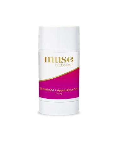 Muse All Natural Deodorant for Women - Aluminum Free Deodorant for Women that Lasts All Day - Made in the USA & Cruelty Free - Teakwood + Apple Blossom 3 oz
