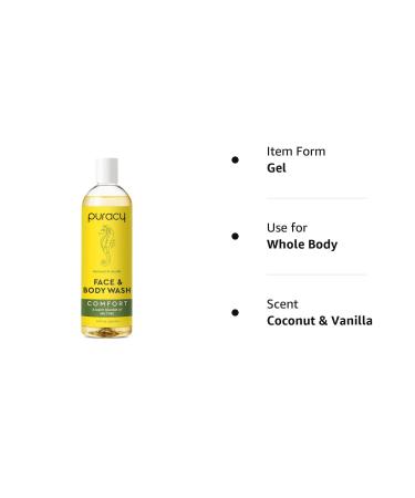 Puracy Coconut & Vanilla Body Wash - 98.6% Pure Plant Ingredients - Moisturizing Shower Gel for Women, Men, Kids - Gentle Soap for Dry, Sensitive Skin - 12 Oz - Buy Online on GoSupps.com