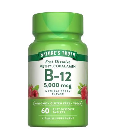 Nature's Truth Sublingual Methylcobalamin B-12 5000mcg Tabs Berry 60 ea (Pack of 3)