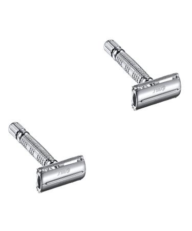 Minkissy 2st manual razor laceration on the fingertip men shave shaving shaver manual double -sided knife double -edged double -sided double -sided knife holder from alloy