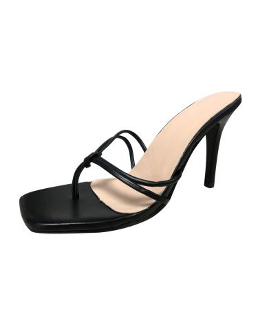 XTZYGLFD trekkingandals women's fashion spring and summer sandals Super high heel tanga monochrome thin strap sexy style beach shoes black 5 uk