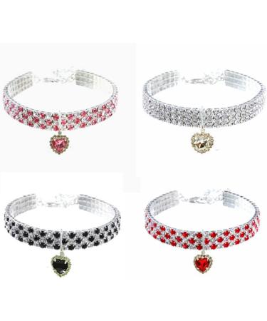 Rayminsino Adjustable Pet Collar - Strass Crystal Necklace with Peach Heart Pendant for Kittens & Dogs - Buy Online on GoSupps.com