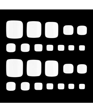 48 Fake Toe Nails Matte White Full Cover | 12 Sizes Press On Acrylic Foot Nails - Nail Salon & DIY Nail Art - Buy Online on GoSupps.com