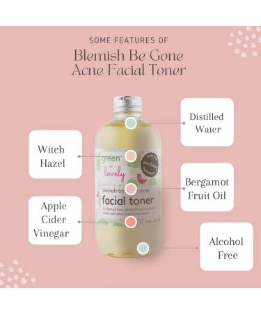 Blemish Be Gone Acne Facial Toner - Natural Solution for Teens & Adults | Zero Harsh Chemicals | 9 oz - green + lovely - Buy Online on GoSupps.com