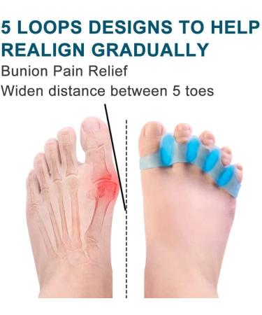 Toe Separators & Stretchers for Overlapping & Hammer Toes - Correct Bunions, Relieve Foot Pain - 1 Pair (Blue) - Buy Online on GoSupps.com