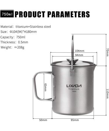 Lixada Titanium French Press Coffee Maker & Cookware Set with Folding Spoon - Buy Online on GoSupps.com
