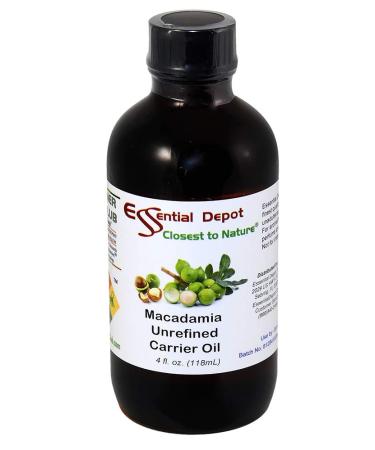Buy Essential Depot Macadamia Unrefined Carrier Oil - 4oz | GC/MS Tested | Skin Safe | Amber Glass Bottle - International Shipping Available - Buy Online on GoSupps.com