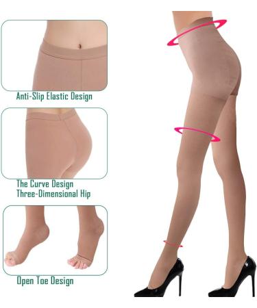 Buy Medical Compression Tights for Varicose Veins & Edema | 20-30 mmHg Gradient Pressure Open Toe Stockings | Opaque Beige XX-Large - International Shipping Available - Buy Online on GoSupps.com