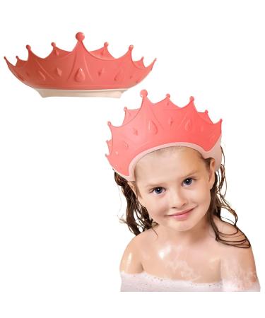 Baby Shower Cap Shield, Shower Cap for Kids, Visor Hat for Eye and Ear Protection for 0-9 Years Old Children, Baby Hair Washing Guard, Baby Bath Hat Cute Crown Shape Makes the Baby Bath More Fun Pink
