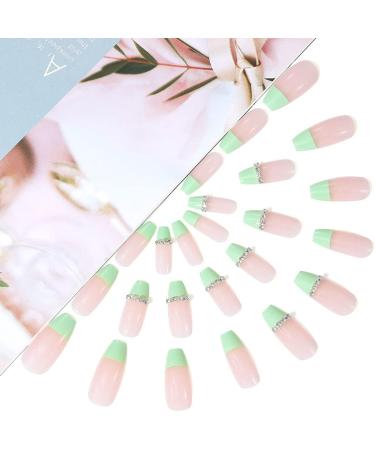 Coffin False Nails Press on Nails French Long Fake Nails Ballerina Acrylic Stick on Nails 24pcs for Women and Girls (Color : Pink Size : F) - Buy Online on GoSupps.com