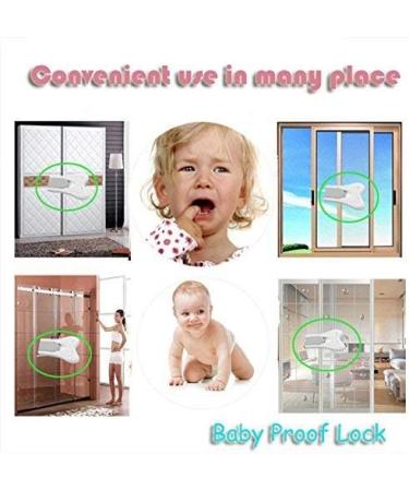 Iwobi Child Lock Cabinet - 4-Pack Baby Safety Sliding Door Lock No Drilling Ideal for Refrigerators & Windows - White - Buy Online on GoSupps.com