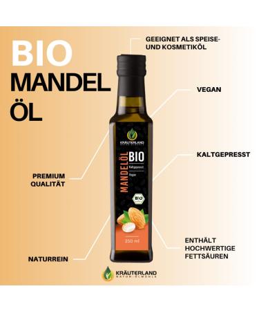 Herballand Organic Almond Oil 1000ml | Cold-Pressed Cooking Oil | Vegan & Natural for Cooking Baking Salads Desserts & Skin/Hair Care - Buy Online on GoSupps.com