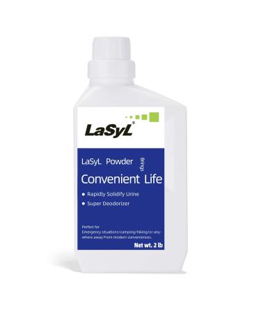 LaSyL Super Absorbent Powder - 100 Use, Solidify & Gel Urine in 1 Min, Deodorizer - Easy to Port Waste Liquid - for Camping Portable Toilet, Urinals, Bedside Commodes, Pet Potty etc-2LB 100use