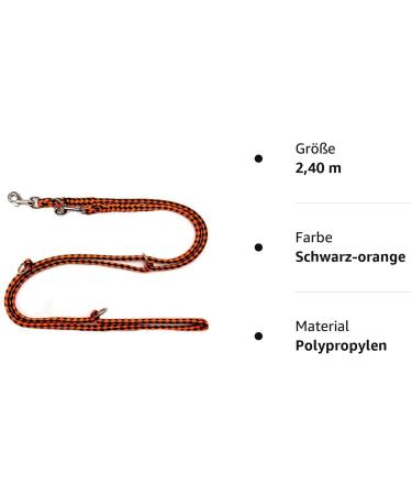 Dogeline Double Leash for Medium Dogs (Up to 45kg) - 39 Color Options Stable Practice Line 2.40m - Black-Orange - Buy Online on GoSupps.com