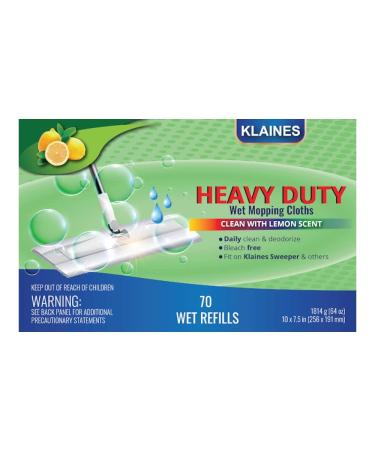 Berryku Klaines Heavy Duty Wet Mopping Cloths Lemon Scent Biodegradable 70 Count, White, KL-LM-F70