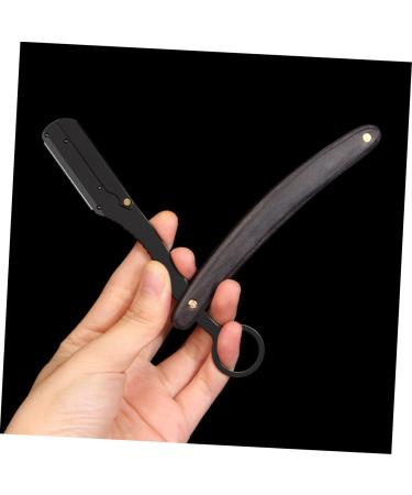 Stainless Steel Folding Razor Holder for Hairdressing & Shaving | Manual Beard & Eyebrow Cutter with Wooden Handle - Ideal for Men - Buy Online on GoSupps.com