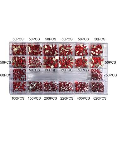 3100Pcs Red Nail Rhinestones by HOINCO - DIY Nail Art Gems & Charms with Tweezers | Perfect for Nail Design - Buy Online on GoSupps.com
