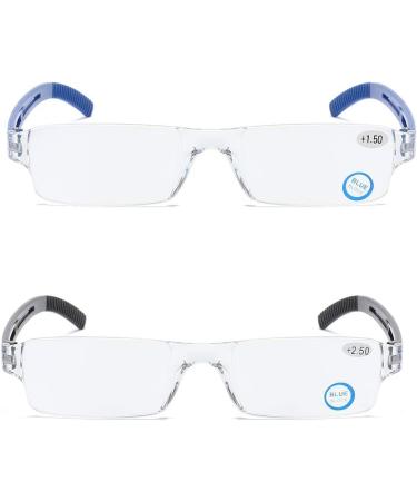 Kokobin Frameless Reading Glasses - Anti Blue Light Visual Aid +2.0 Diopters for Men & Women - 2 Pack - Buy Online on GoSupps.com