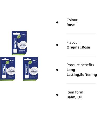 Pack of 3 Nivea Lip Care Balms Original - Buy Online on GoSupps.com