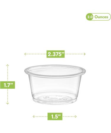 2 oz Clear Disposable Plastic Portion Cups - 200 Count | Small Mini Containers for Jello Shots, Sauce, Slime, Condiments, Medicine, Crafts | Souffle Cups for Portion Control & Meal Prep - Buy Online on GoSupps.com