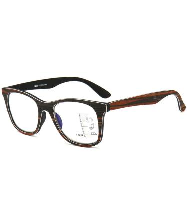 Koosufa progressive multifocus reading glasses men women anti-blue light visual aid retro reading help men anti fatigue glasses wood color 1.0 1.5 2.5 3.5 1x black 1.0 x
