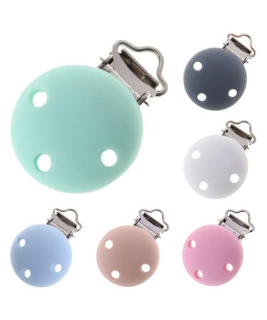 Schnuller Clip Set - 1 Piece Silicone & Metal Pacifier Chain for Babies | Light Blue Dummy Holder (3x4.5cm) - International Shipping Available - Buy Online on GoSupps.com
